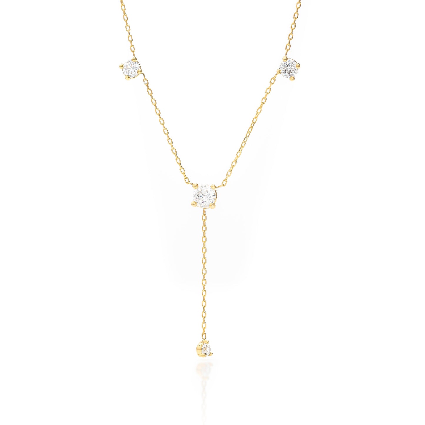 Solid Gold Lariat Necklace, Real Gold Dainty Y Necklace, Premium Lariat Necklace For Her, Handmade Fine Jewelry by Selanica