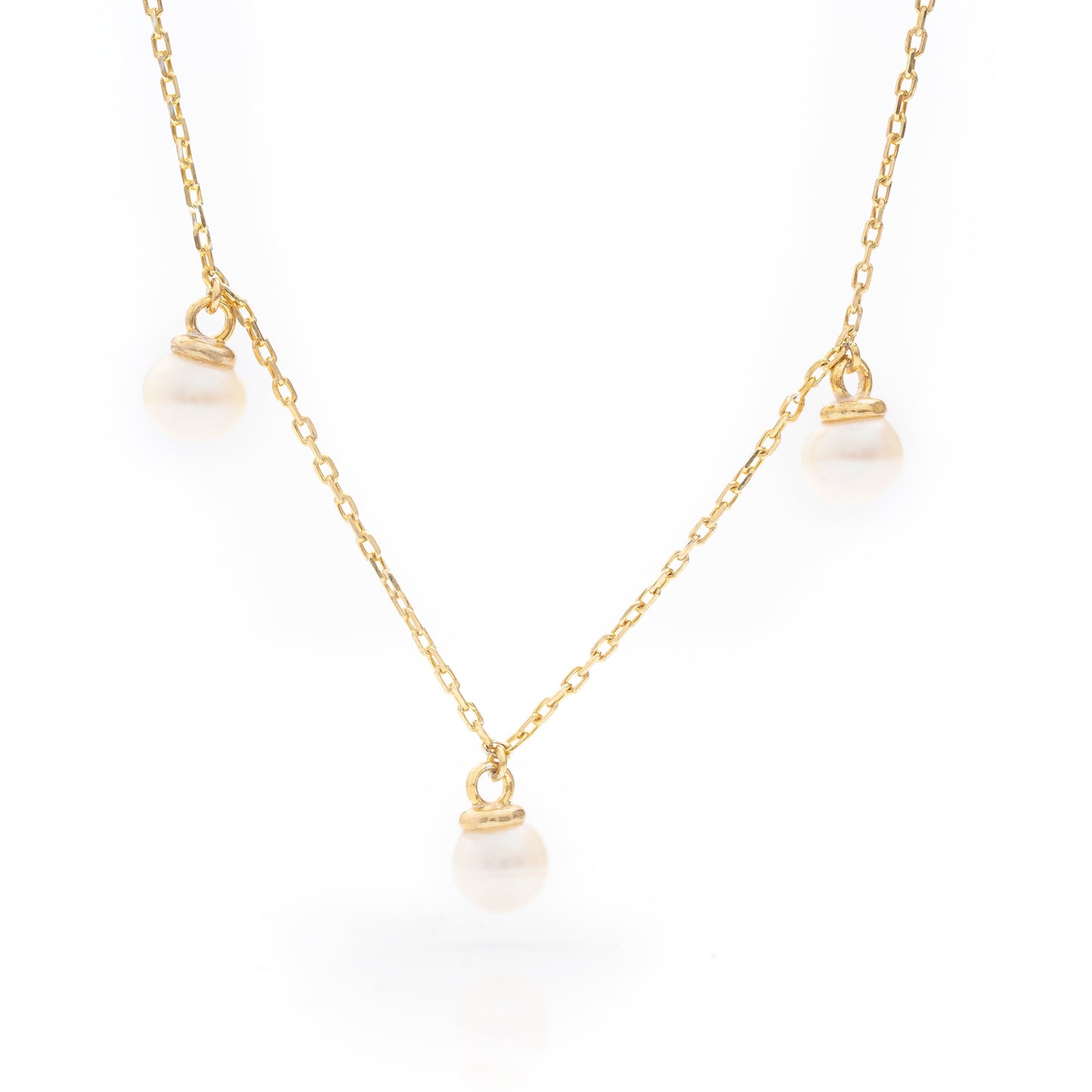 Solid Gold Natural Pearl Necklace, Real Gold Premium Pearl Necklace, Handmade Fine Jewelry by Selanica