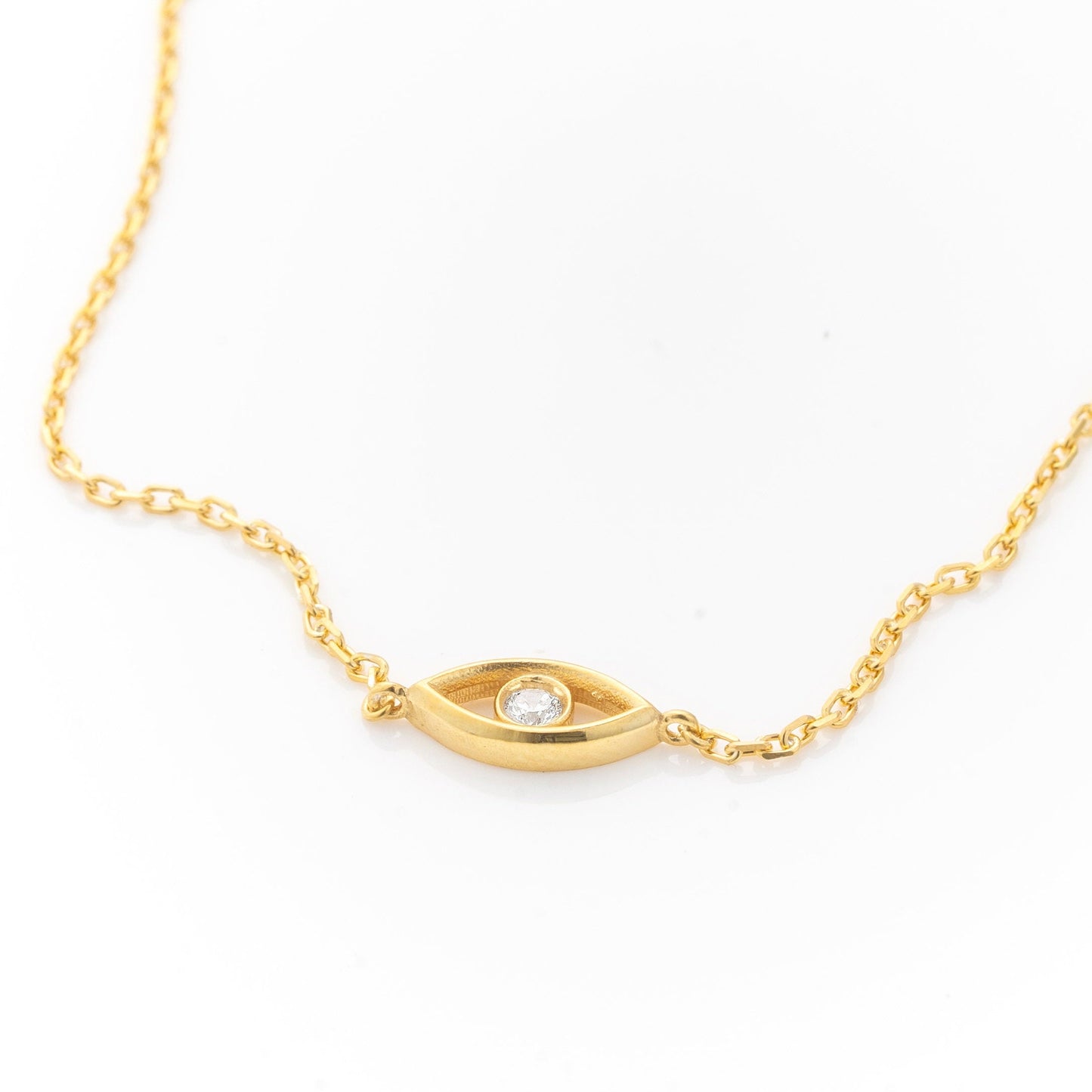 Solid Gold Evil Eye Bracelet, Real Gold Premium Eye Bracelet For Her, Handmade Fine Jewelry by Selanica