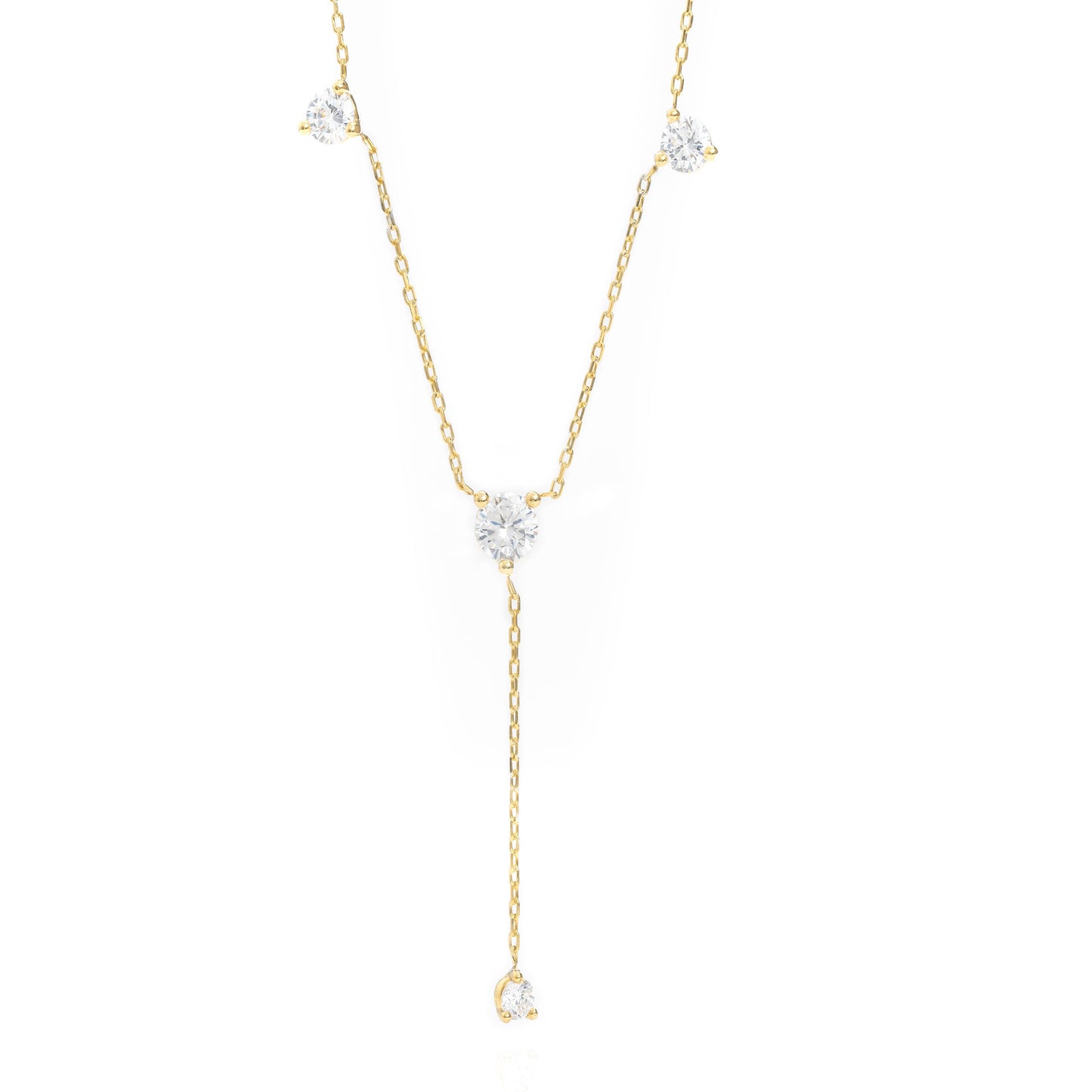 Solid Gold Lariat Necklace, Real Gold Dainty Y Necklace, Premium Lariat Necklace For Her, Handmade Fine Jewelry by Selanica