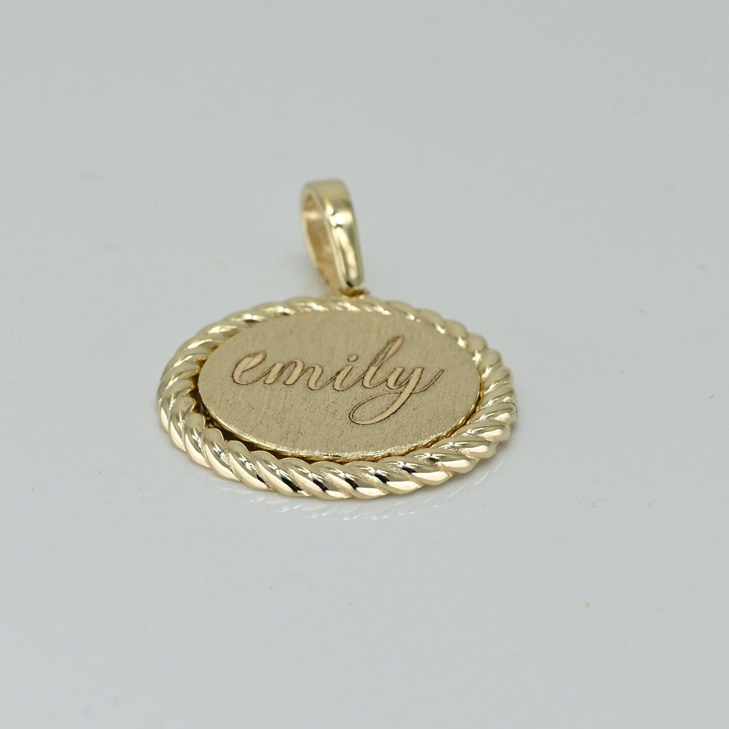 Solid Gold Engravable Disc Charm, Real Gold Premium Disc Pendant, Premium Charm Necklace, Handmade Fine Jewelry by Selanica