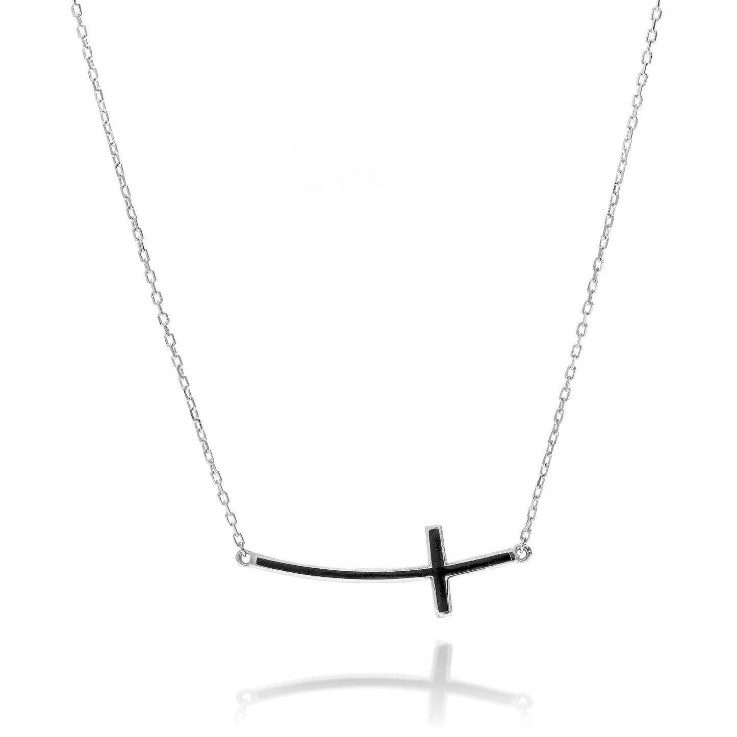 Solid Gold Cross Necklace, Real Gold Black Cross Pendant, Premium Cross Necklace For Her, Handmade Fine Jewelry by Selanica