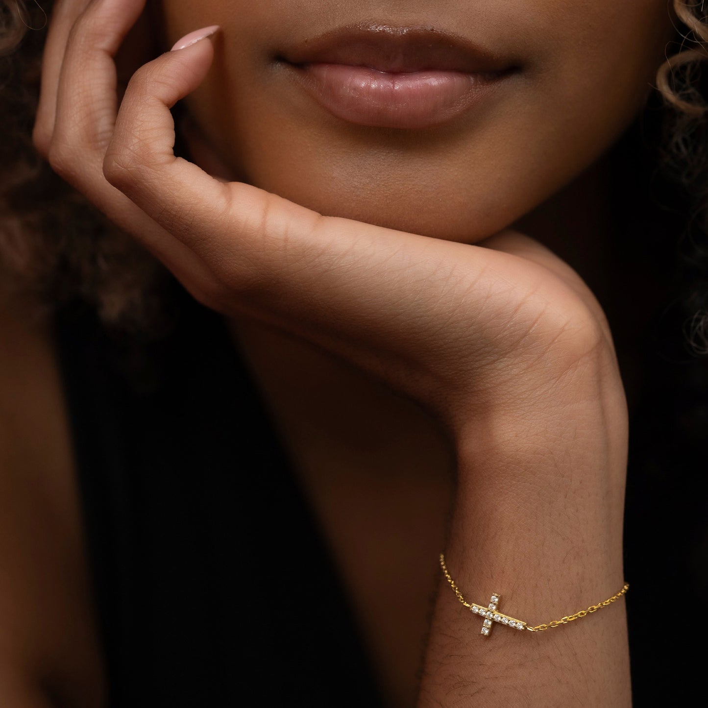 Solid Gold Cross Bracelet, Real Gold Premium Cross Bracelet For Her, Handmade Fine Jewelry by Selanica