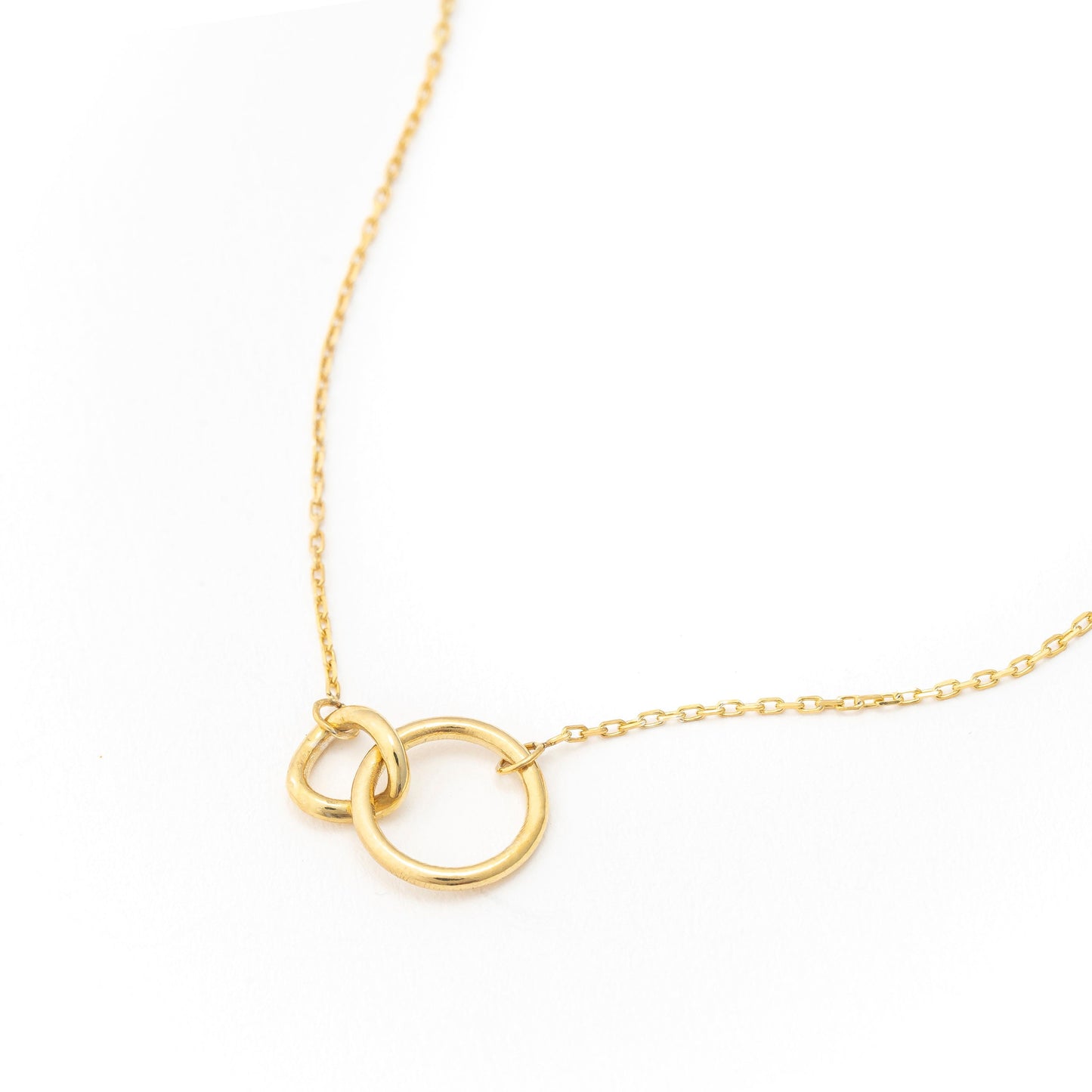 Solid Gold Unity Link Necklace, Interlocking Double Circles, Intertwined Infinity Necklace, Handmade Fine Jewelry by Selanica