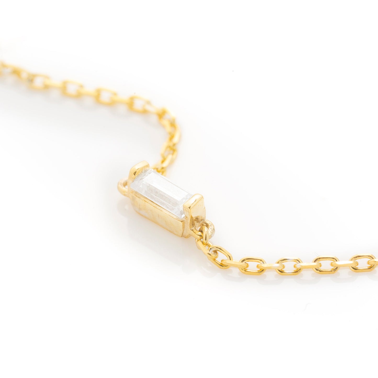 Solid Gold Dainty Baguette Bracelet, Real Gold Premium Bracelet For Her, Handmade Fine Jewelry by Selanica