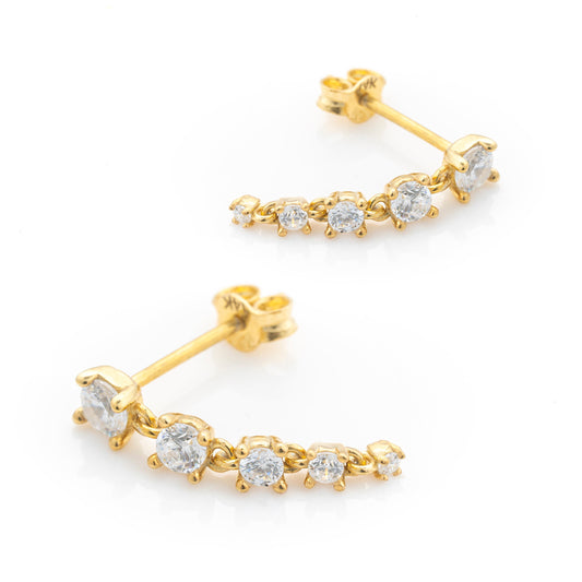 Solid Gold Dainty Cluster Earrings, Real Gold Premium Moissanite Pair of Earrings, Unique Design For Her, Handmade Fine Jewelry By Selanica