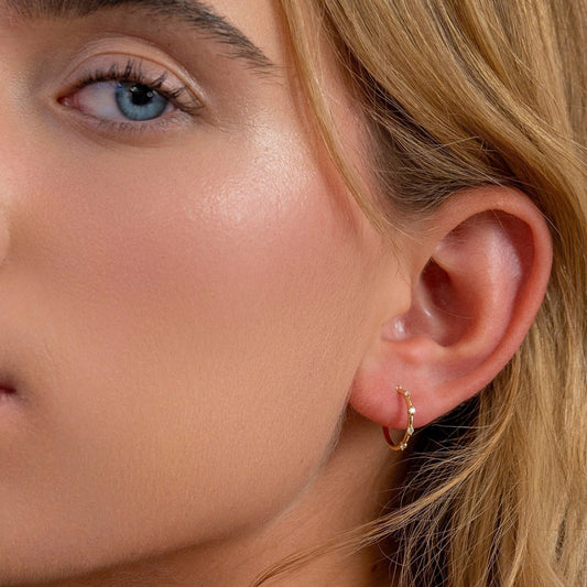 Solid Gold Dainty Circle Earrings, Real Gold Pair of Round Earrings, Premium Handmade Fine Jewelry By Selanica