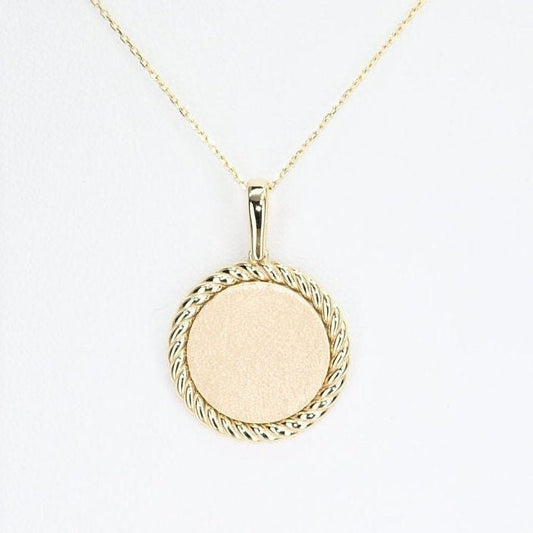 Solid Gold Engravable Disc Charm, Real Gold Premium Disc Pendant, Premium Charm Necklace, Handmade Fine Jewelry by Selanica