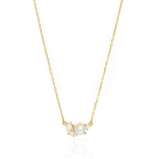 Solid Gold Dainty Cluster Necklace, Real Gold Premium Pendant, Handmade Fine Jewelry by Selanica