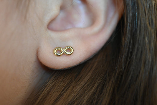 Solid Gold Dainty Infinity Earrings / Real Gold Pair of Earrings For Her / Handmade Fine Jewelry By Selanica