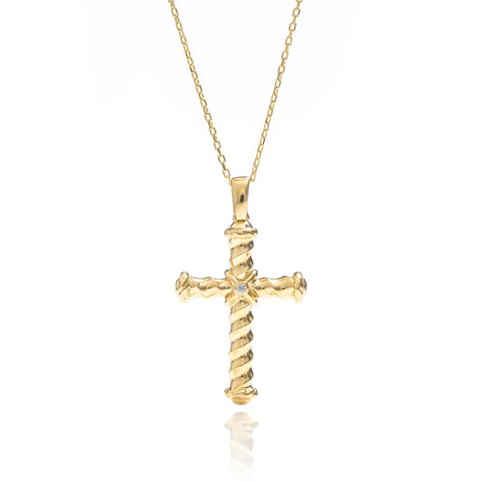 Solid Gold Cross Pendant, Real Gold Premium Cross Necklace, Handmade Fine Jewelry by Selanica