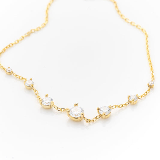 Solid Gold Premium Bracelet, Real Gold Seven Stone Bracelet For Her, Handmade Fine Jewelry by Selanica