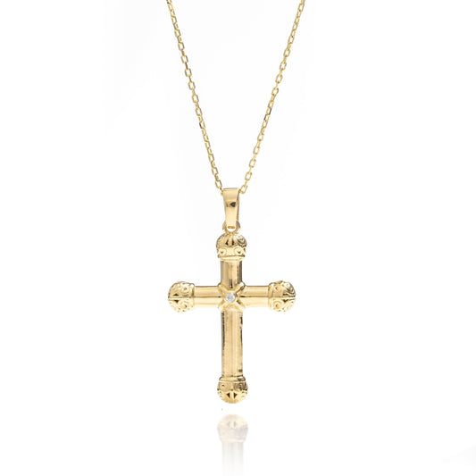 Solid Gold Cross Pendant, Real Gold Premium Cross Necklace, Handmade Fine Jewelry by Selanica