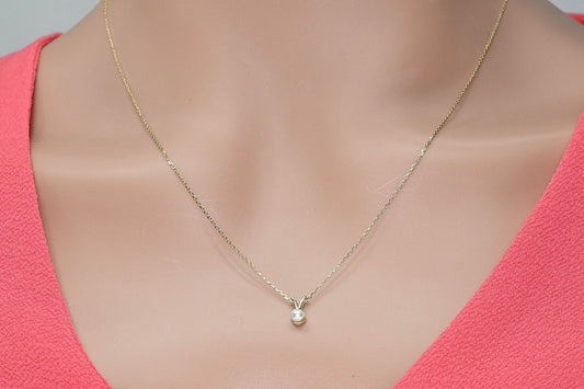 Solid Gold Natural  Pearl Necklace, Real Gold Dainty Pearl Necklace, Premium Pearl Necklace For Her, Handmade Fine Jewelry by Selanica