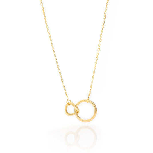 Solid Gold Unity Link Necklace, Interlocking Double Circles, Intertwined Infinity Necklace, Handmade Fine Jewelry by Selanica
