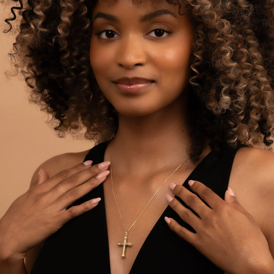 Solid Gold Cross Pendant, Real Gold Premium Cross Necklace, Handmade Fine Jewelry by Selanica