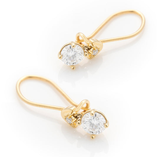 Solid Gold Dainty Drop Earrings, Real Gold Pair of Premium Earrings For Her, Handmade Fine Jewelry By Selanica