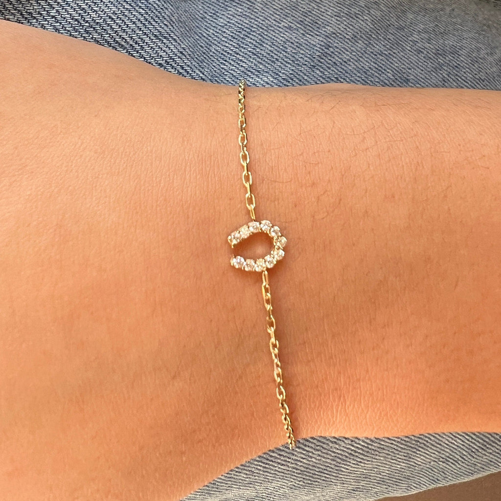 Solid Gold 14k Horse Shoe Bracelet, Dainty Chain Bracelet, Real Gold Lucky Horse Shoe Bracelet For Her, Handmade Fine Jewelry by Selanica