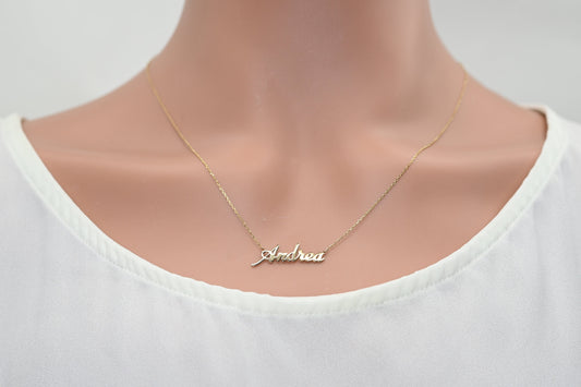 Solid Gold Name Necklace / Real Gold Dainty Custom Name Necklace / Handmade Personalized Jewelry By Selanica
