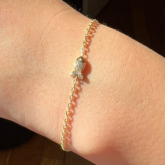 Gold Fish Bracelet, Real Gold Chain Bracelet, Solid Gold Fish Bracelet For Her, Handmade Fine Jewelry by Selanica