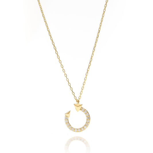 Solid Gold Open Circle Necklace, Real Gold Premium Nail Necklace, Handmade Fine Jewelry by Selanica
