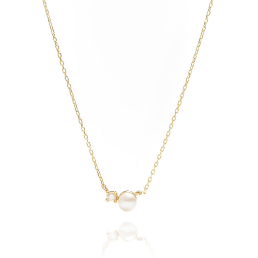 Solid Gold Natural Pearl Necklace, Real Gold Dainty Pearl Necklace, Premium Pearl Necklace For Her, Handmade Fine Jewelry by Selanica