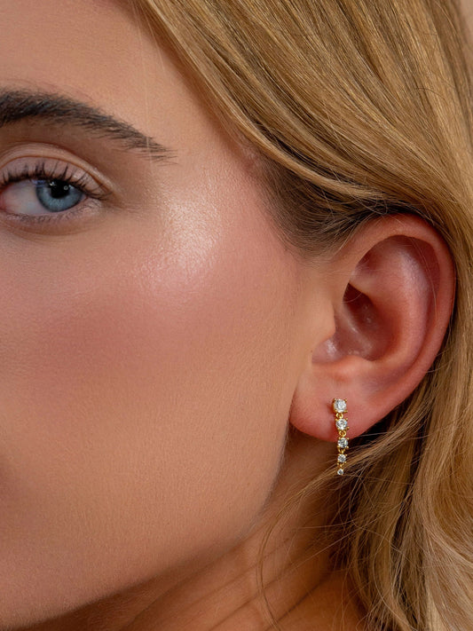 Solid Gold Dainty Cluster Earrings, Real Gold Premium Moissanite Pair of Earrings, Unique Design For Her, Handmade Fine Jewelry By Selanica