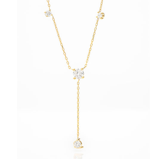 Solid Gold Lariat Necklace, Real Gold Premium Y Necklace, Handmade Fine Jewelry by Selanica