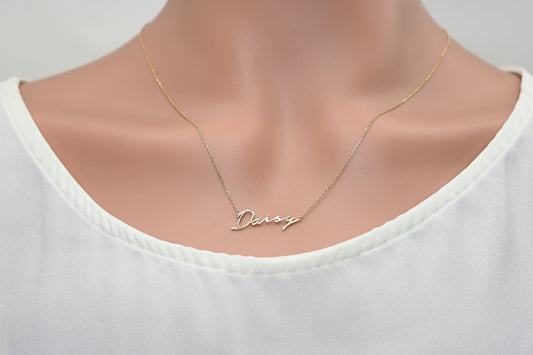 Solid Gold Name Necklace / Real Gold Dainty Custom Name Necklace / Handmade Personalized Jewelry By Selanica