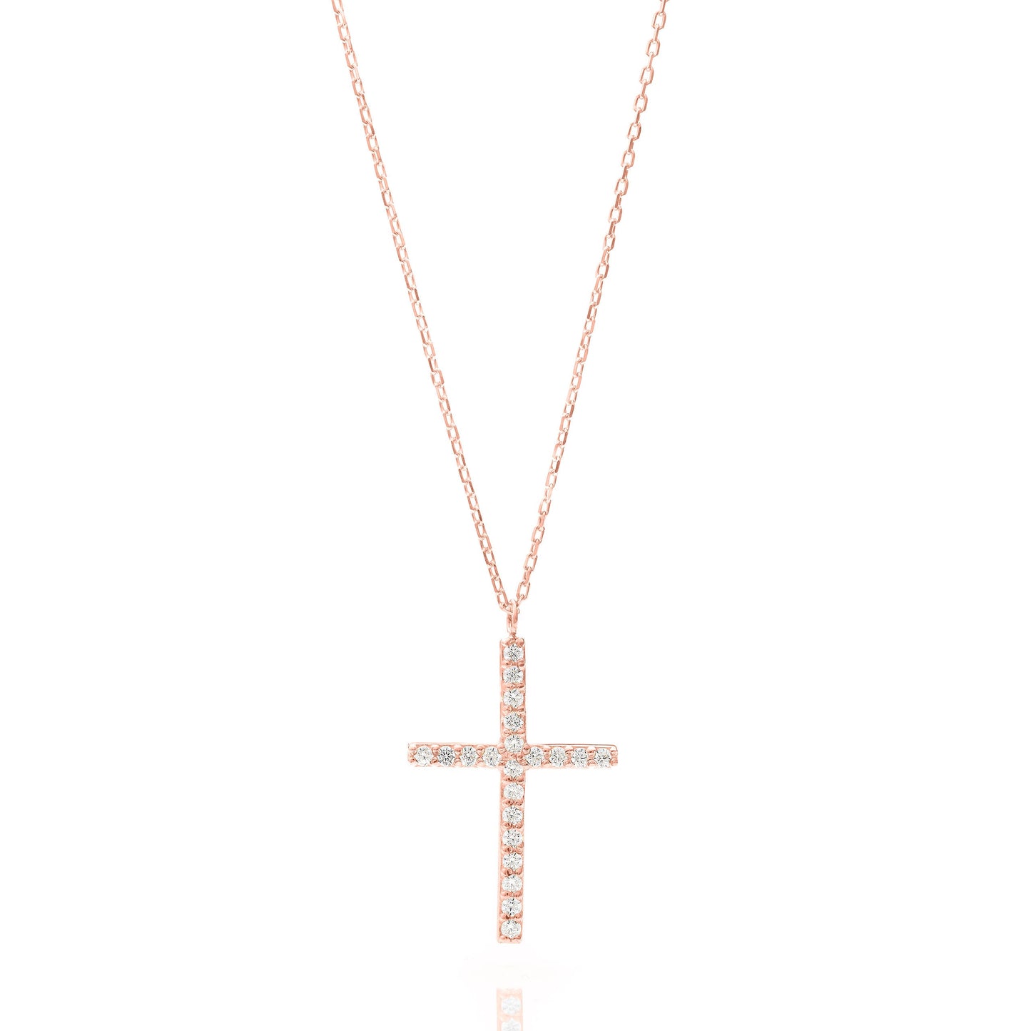 Solid Gold Dainty Cross Necklace, Real Gold Pave Setting Premium Cross Necklace, Handmade Fine Jewelry by Selanica