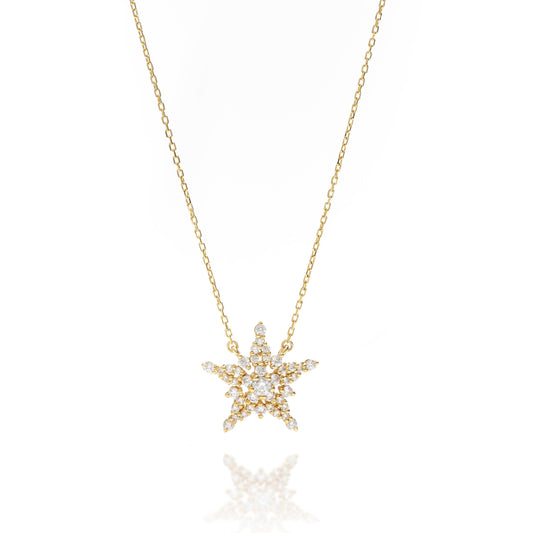 Solid Gold Starfish Necklace, Real Gold Unique Design Premium Necklace, Handmade Fine Jewelry by Selanica