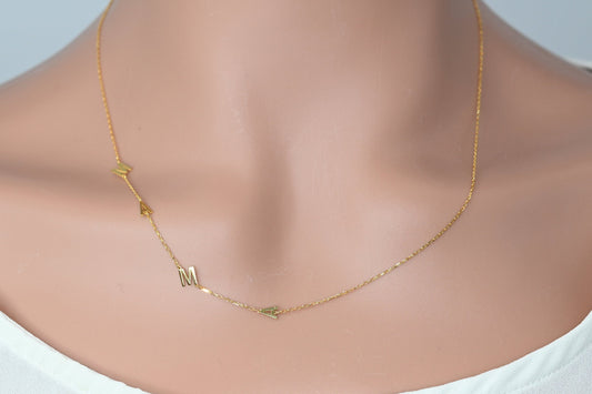 Solid Gold Dainty Letters Love Necklace / Real Gold Custom Characters Initials Necklace / Handmade Personalized Jewelry By Selanica