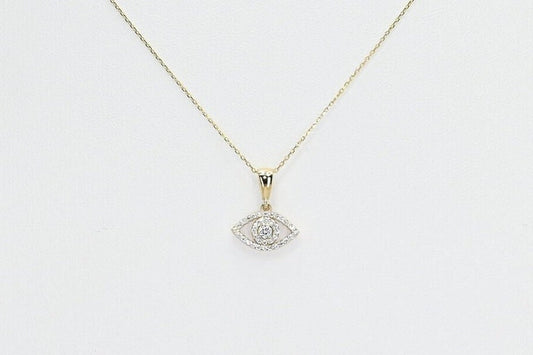 Solid Gold Evil Eye Necklace, Real Gold Dainty Eye Pendant,  Evil Eye Necklace For Her, Handmade Fine Jewelry by Selanica
