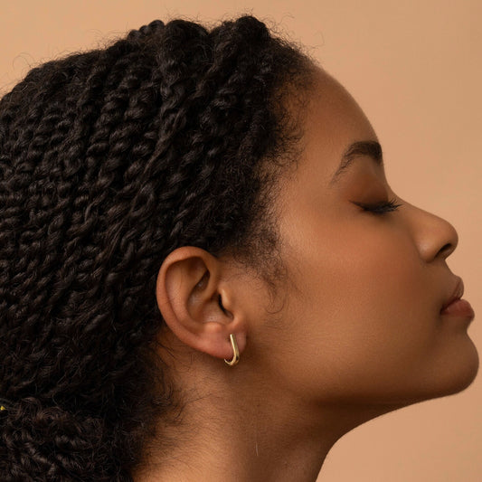 Solid Gold Dainty Hoop Earrings, Real Gold Premium Lightweight and Sturdy Pair of Hoops For Her, Handmade Fine Jewelry By Selanica
