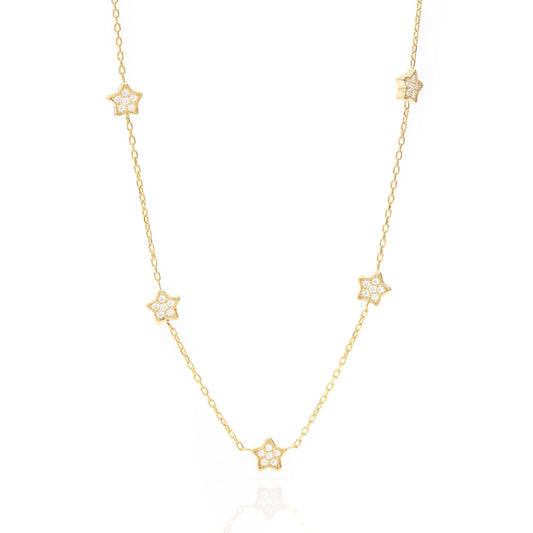 Solid Gold Dainty Star Necklace, Real Gold Premium Celestial Necklace, Handmade Fine Jewelry by Selanica