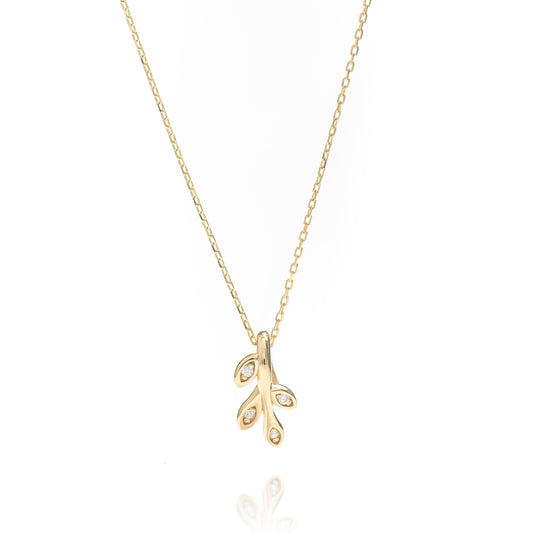 Solid Gold Leaf Necklace, Real Gold Vine Leaf Pendant, Premium Leaf Necklace For Her, Handmade Fine Jewelry by Selanica