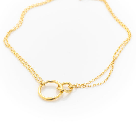 Solid Gold Unity Link Bracelet, Double Chain Double Circles, Intertwined Infinity Bracelet, Handmade Fine Jewelry by Selanica