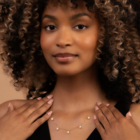 Solid Gold Natural Pearl Necklace, Real Gold Premium Pearl Necklace, Handmade Fine Jewelry by Selanica