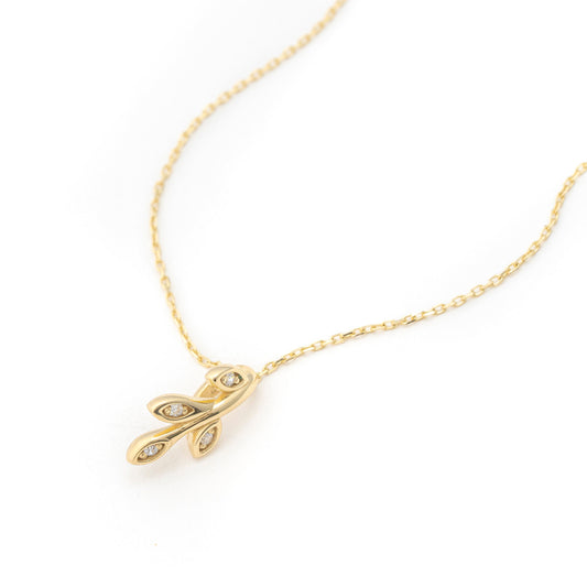 Solid Gold Leaf Necklace, Real Gold Vine Leaf Pendant, Premium Leaf Necklace For Her, Handmade Fine Jewelry by Selanica