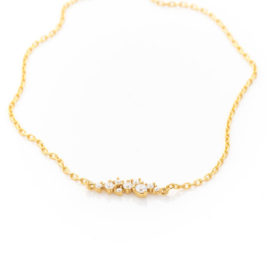Solid Gold Dainty Cluster Bracelet, Real Gold Premium Chain Bracelet For Her, Handmade Fine Jewelry by Selanica