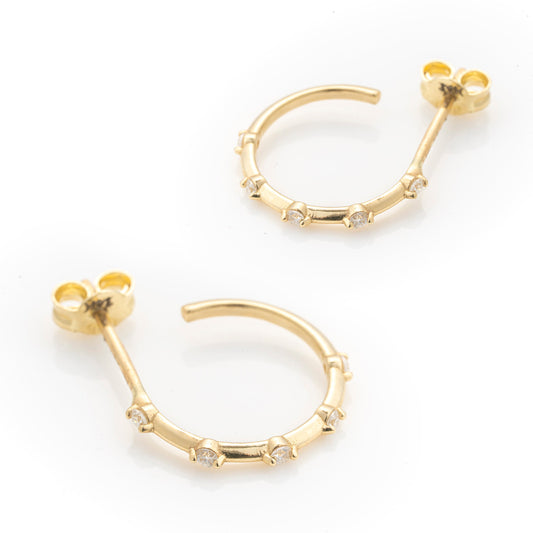 Solid Gold Dainty Circle Earrings, Real Gold Pair of Round Earrings, Premium Handmade Fine Jewelry By Selanica