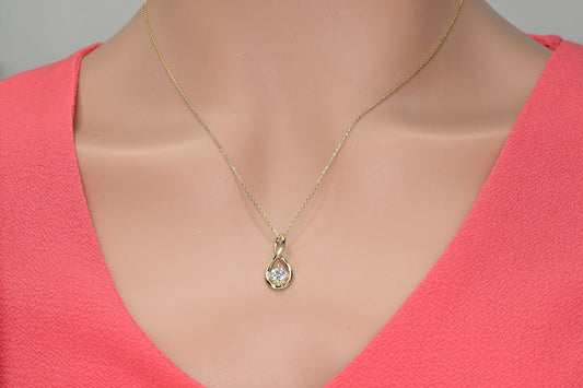 Solid Gold Twist Pendant, Real Gold Twist Necklace For Her, Premium Moissanite Necklace, Handmade Fine Jewelry by Selanica