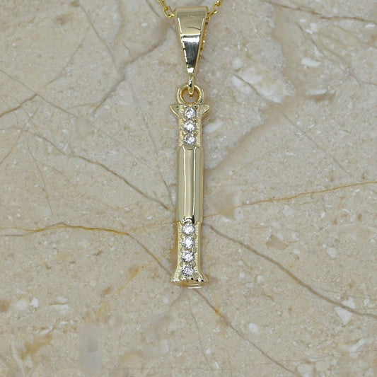 Solid Gold Letter I Moissanite Necklace / Real Gold Unique Design Initial I Pendant / Handmade Fine Jewelry  /  All Letters Available