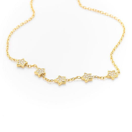 Solid Gold Dainty Star Bracelet, Real Gold Premium Celestial Bracelet For Her, Handmade Fine Jewelry by Selanica
