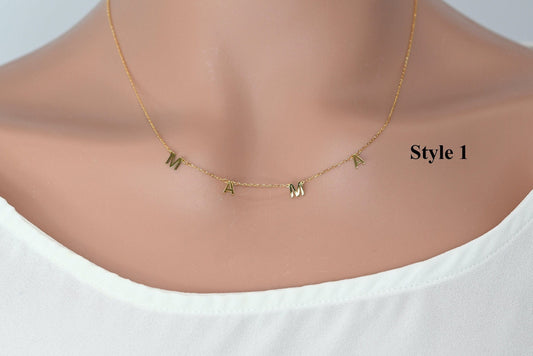 Solid Gold MAMA Necklace / Real Gold Dainty Mama Necklace / Handmade Necklace For Mom / Mothers Day Gift By Selanica