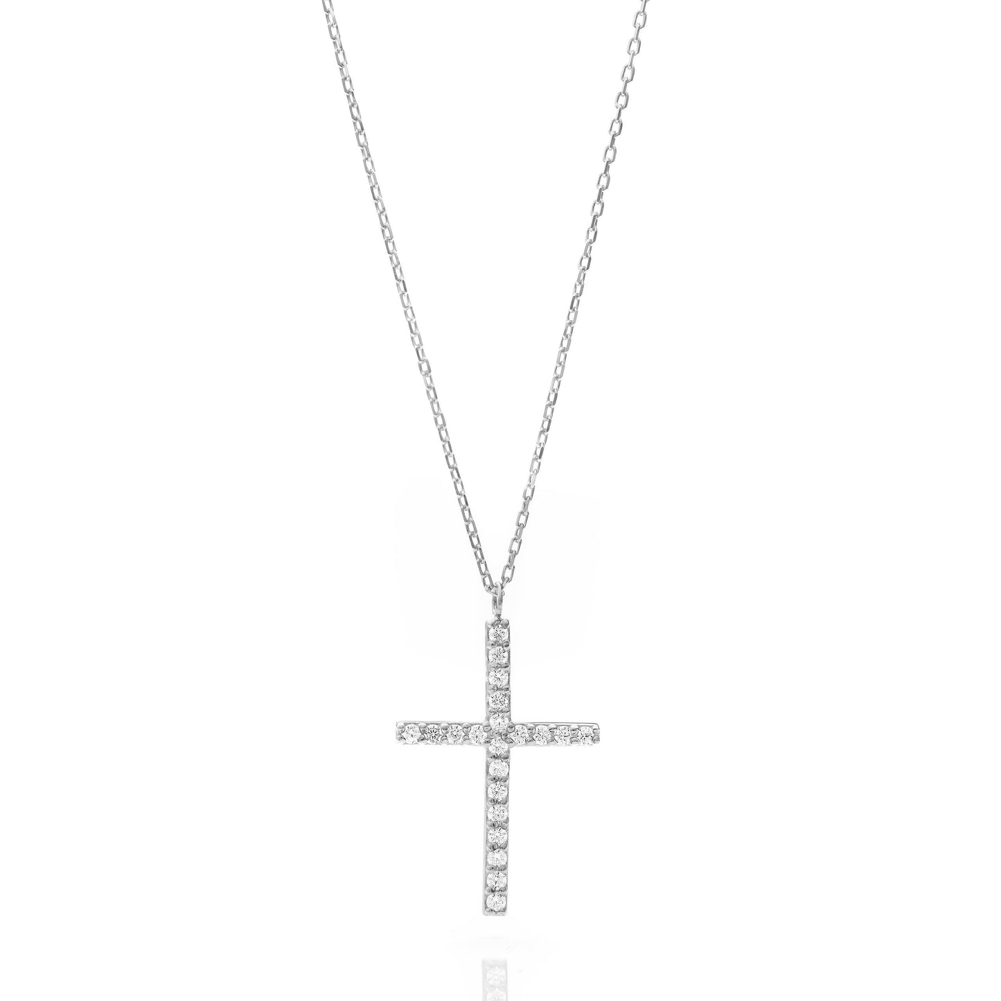 Solid Gold Dainty Cross Necklace, Real Gold Pave Setting Premium Cross Necklace, Handmade Fine Jewelry by Selanica