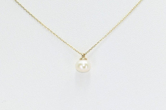 Pearlzzz Single Floating Cultured White Freshwater Pearl 14K White Gold  Chain Necklace, 18