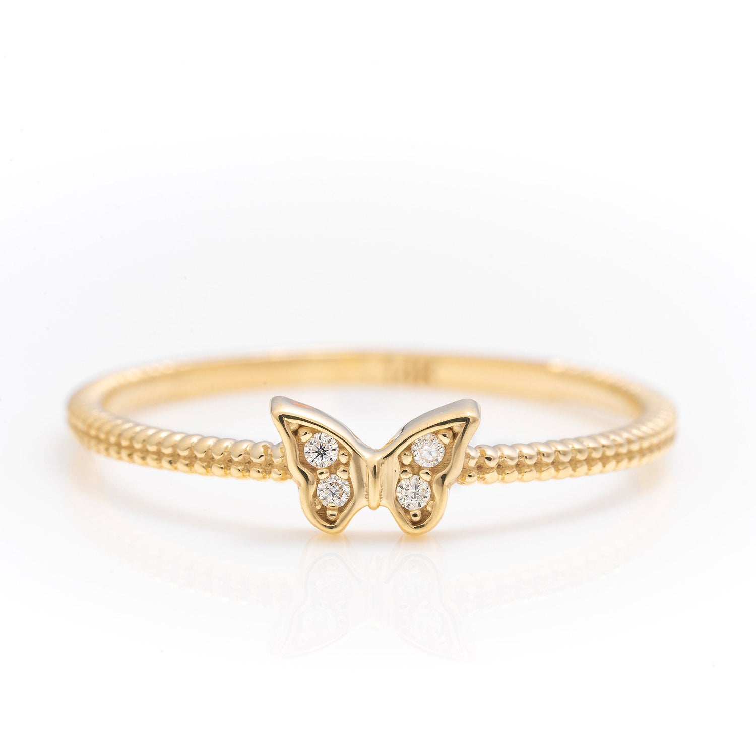 Buy Small Size Original Impon Daily Use Butterfly Design Gold Plain Ring  for Kids